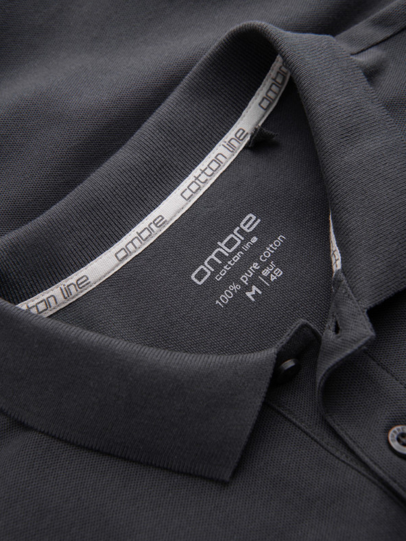 Ombre Clothing Šedé pánske základné polo tričko Ombre Clothing