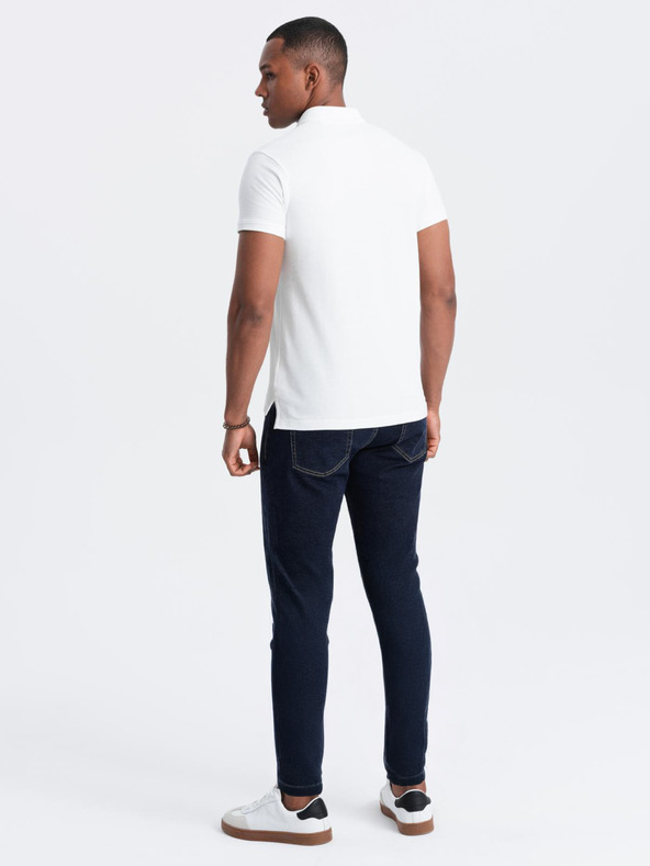 Ombre Clothing Biela pánska základná polokošeľa Ombre Clothing