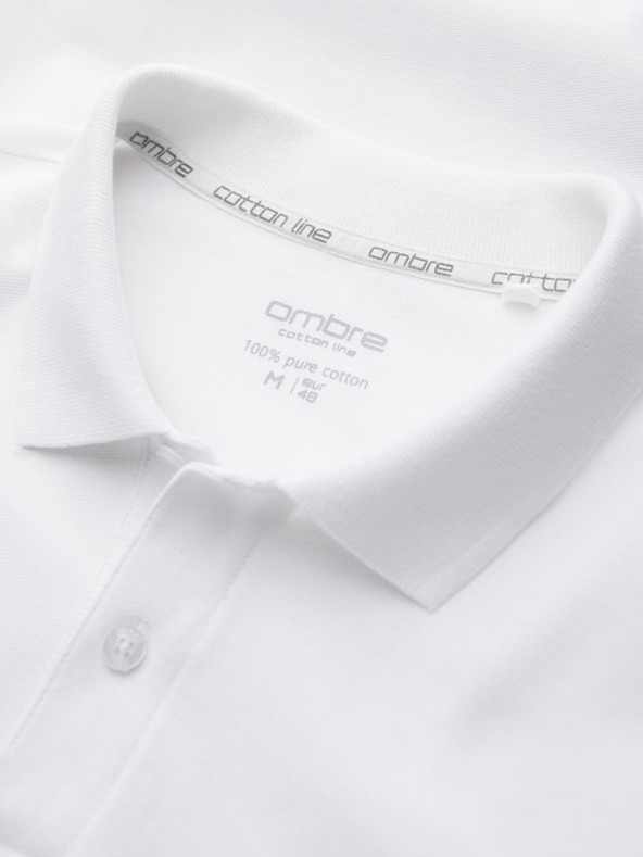 Ombre Clothing Biela pánska základná polokošeľa Ombre Clothing