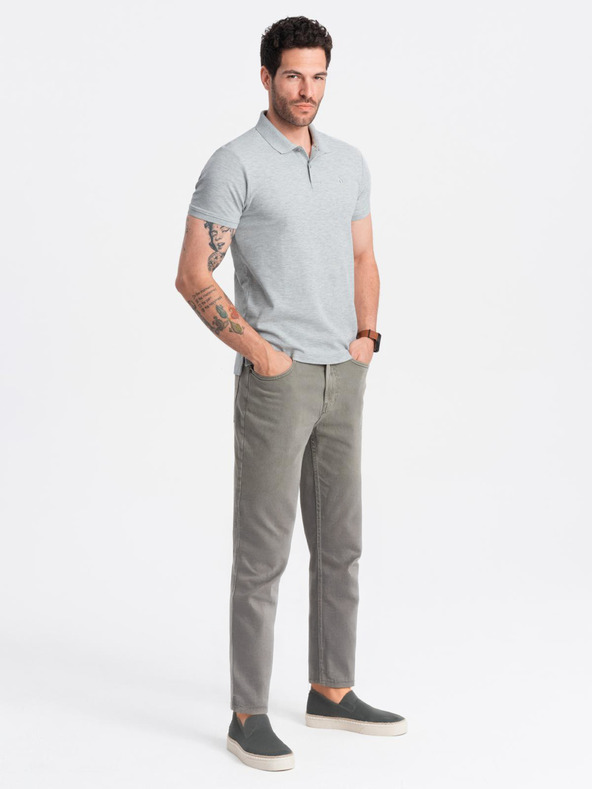 Ombre Clothing Svetlošedá pánska základná polokošeľa Ombre Oblečenie