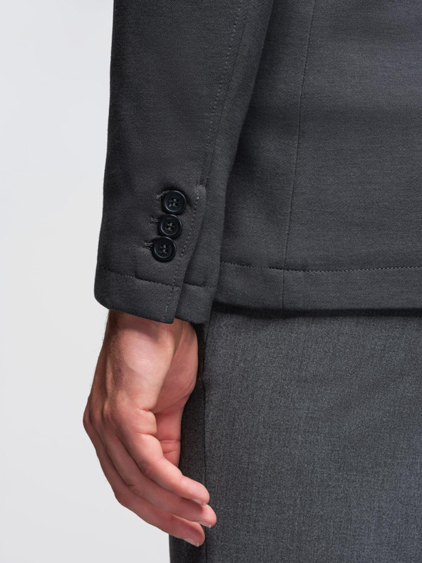 Ombre Clothing Pánske sivé sako SLIM z jemne štruktúrovanej pleteniny