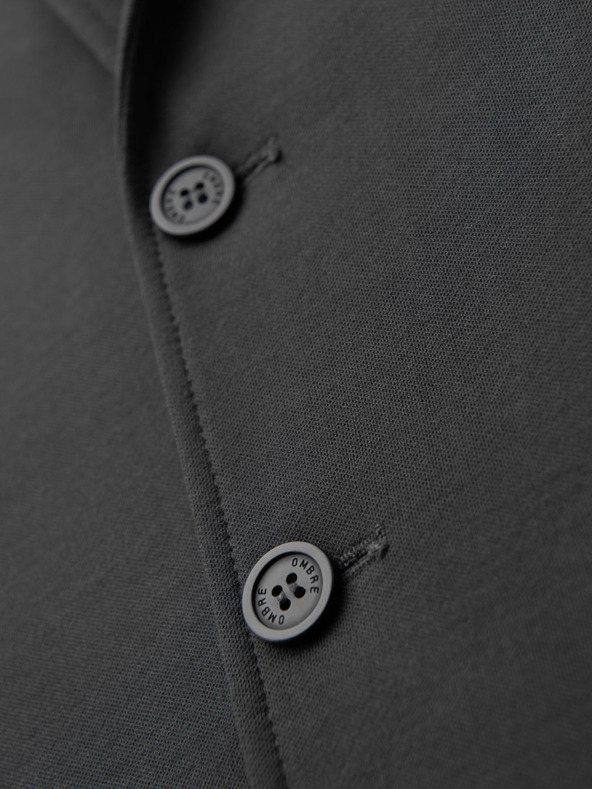 Ombre Clothing Pánske sivé sako SLIM z jemne štruktúrovanej pleteniny