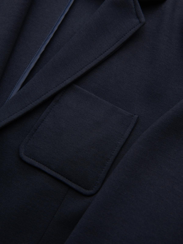 Ombre Clothing Pánske tmavomodré sako SLIM z jemne štruktúrovanej pleteniny