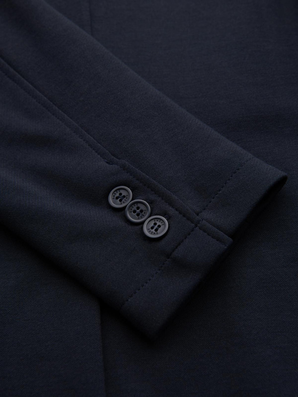 Ombre Clothing Pánske tmavomodré sako SLIM z jemne štruktúrovanej pleteniny