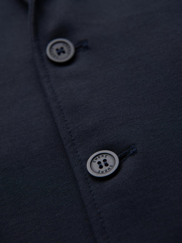 Ombre Clothing Pánske tmavomodré sako SLIM z jemne štruktúrovanej pleteniny