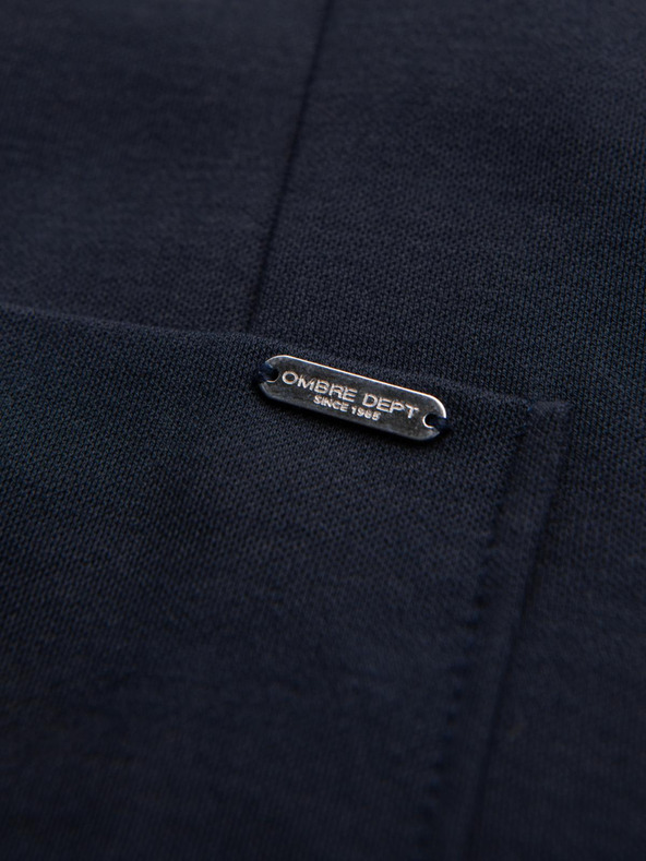 Ombre Clothing Pánske tmavomodré sako SLIM z jemne štruktúrovanej pleteniny