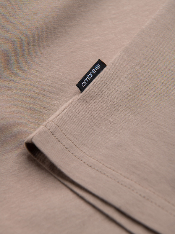 Ombre Clothing Šedé pánske bavlnené tričko s výstrihom Ombre Clothing