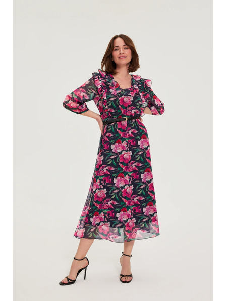 Moodo Tmavo modré kvetinové šaty Moodo