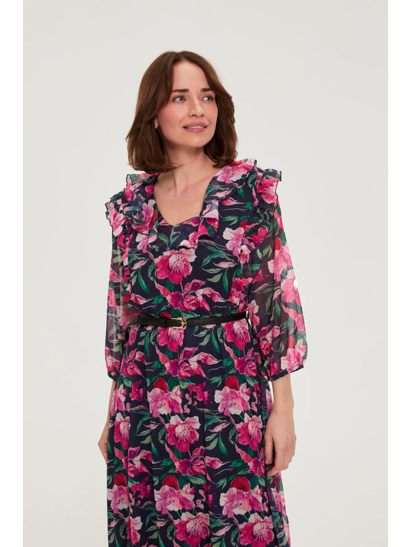Moodo Tmavo modré kvetinové šaty Moodo