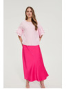 Moodo Ružová košeľa s volánmi na rukávoch Moodo
