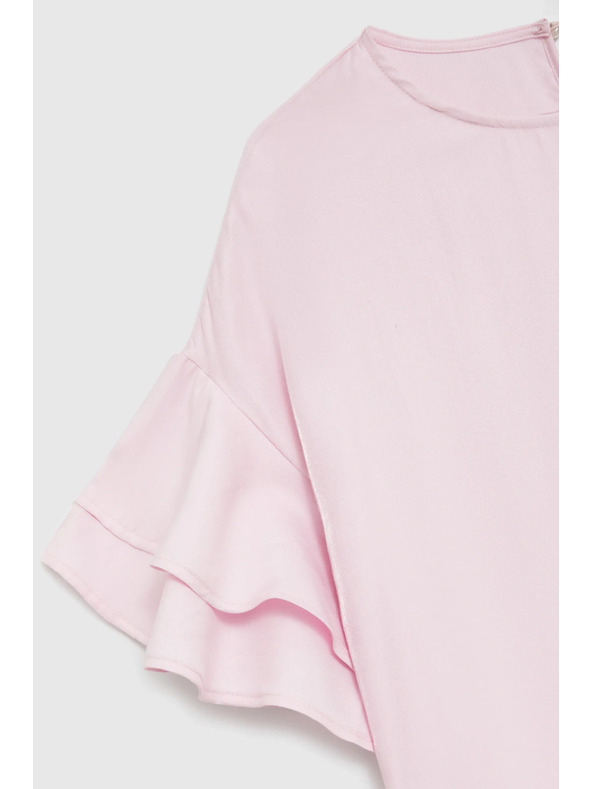 Moodo Ružová košeľa s volánmi na rukávoch Moodo