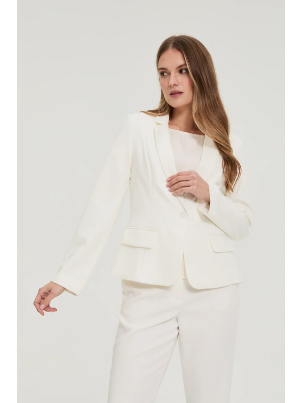 Moodo Jednoradový biely sako Moodo