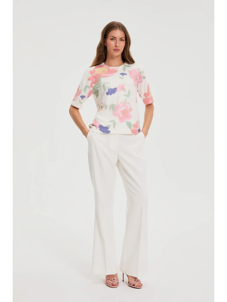 Moodo Nohavice so širokými nohavicami v hranách biele Moodo