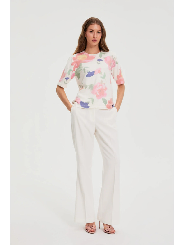 Moodo Nohavice so širokými nohavicami v hranách biele Moodo