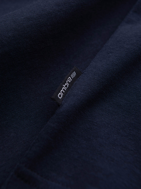 Ombre Clothing Tmavomodré pánske základné tričko s výstrihom do V Ombre Clothing