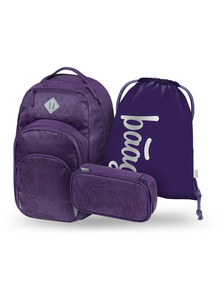 BAAGL  BAAGL SET 3 Coolmate Plum: batoh, penal, vrecko