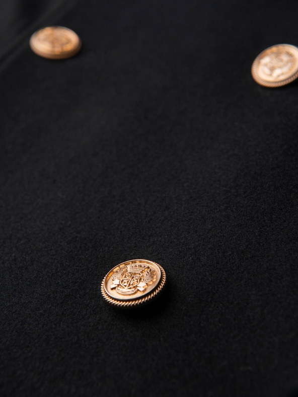 Ombre Clothing Elegantný vojenský dvojradový vlnený kabát pre mužov - čierny V1 OM-COWC-0145 Ombre Clothing