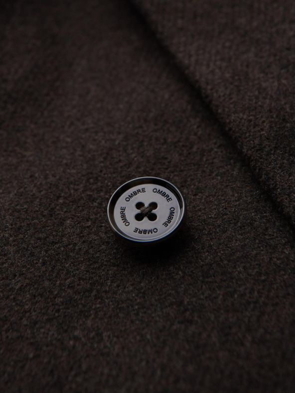 Ombre Clothing Pánsky dvojradový vlnený kabát - tmavě hnedý V3 OM-COWC-0133 Ombre Clothing