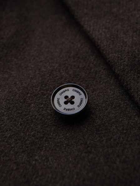 Ombre Clothing Pánsky dvojradový vlnený kabát - tmavě hnedý V3 OM-COWC-0133 Ombre Clothing