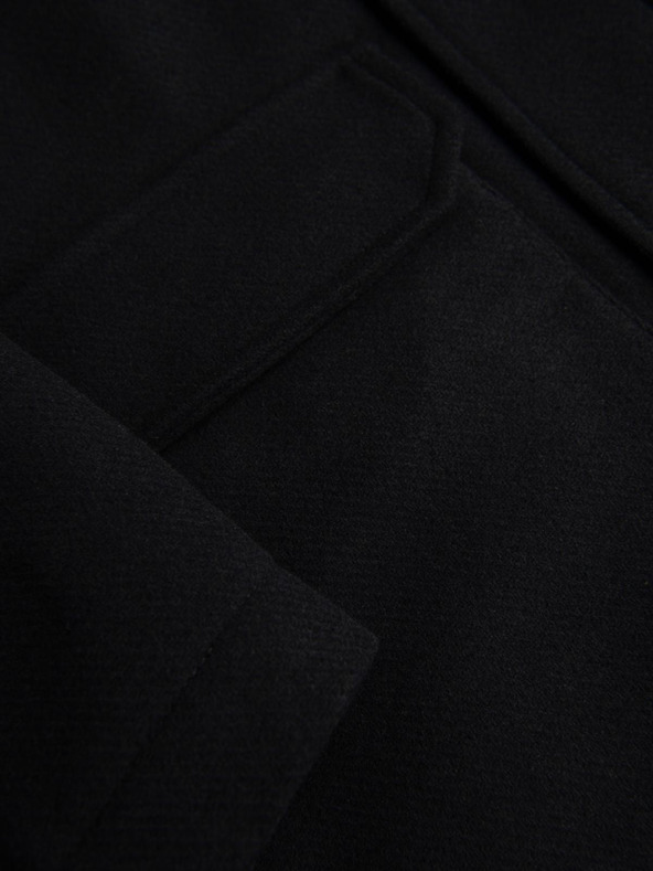 Ombre Clothing Pánsky vlnený kabát parka s kapucňou - čierny V1 OM-COWC-0132 Ombre Clothing