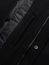Ombre Clothing Pánsky vlnený kabát parka s kapucňou - čierny V1 OM-COWC-0132 Ombre Clothing