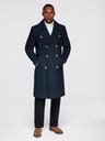 Ombre Clothing Pánsky tmavě modrý vlnený dvojradový kabát - tmavě modrý V1 OM-COWC-0134 Ombre Clothing