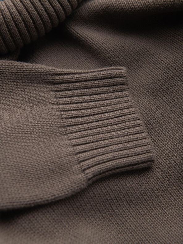 Ombre Clothing Pánsky pletený sveter Golf - sivohnedý V1 OM-SWTN-0163 Ombre Clothing