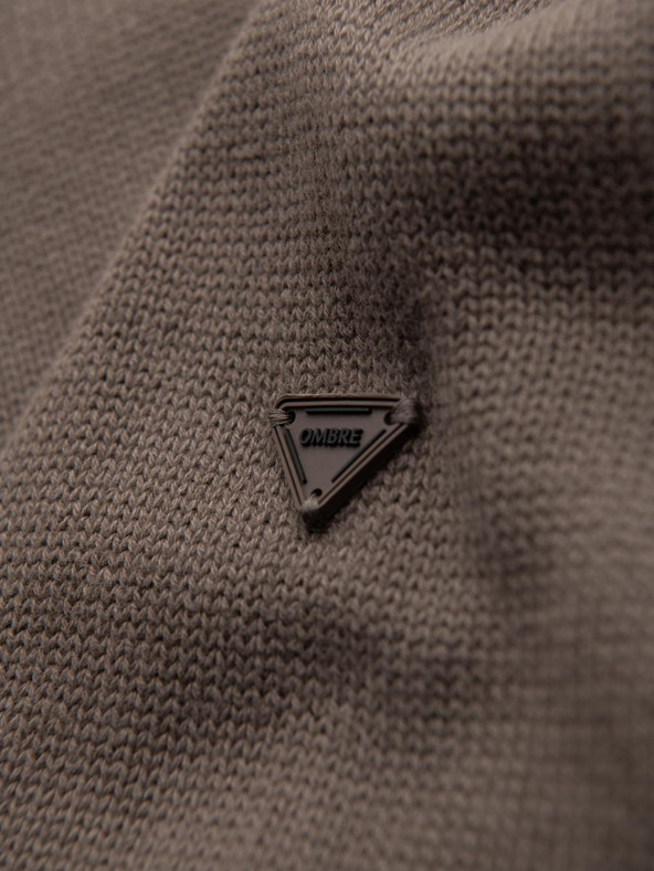 Ombre Clothing Pánsky pletený sveter Golf - sivohnedý V1 OM-SWTN-0163 Ombre Clothing