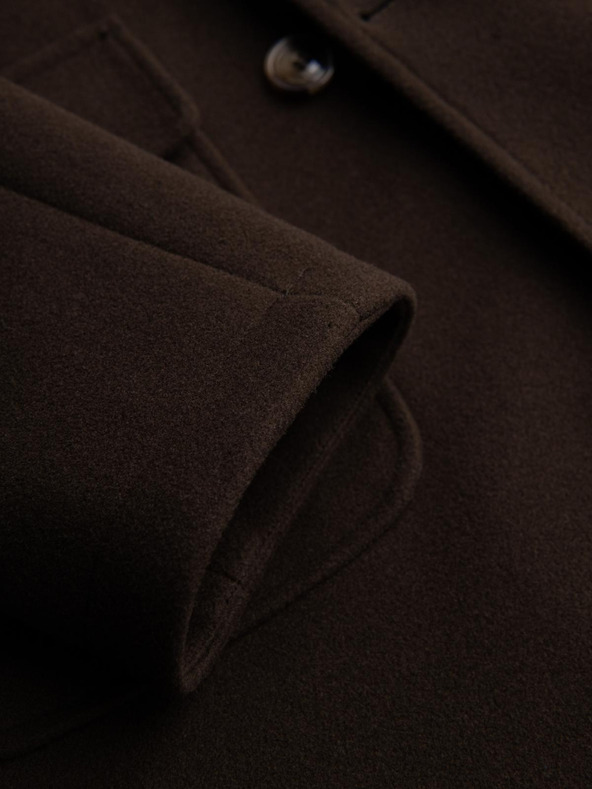 Ombre Clothing Pánsky dvojradový kabát s ozdobnými gombíkami - tmavo hnedý V3 OM-COWC-0137 Ombre Clothing