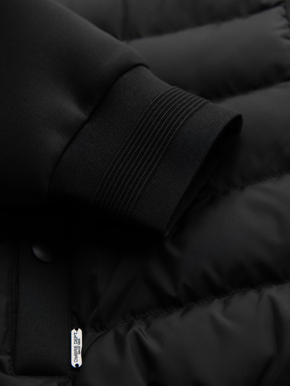 Ombre Clothing Prešívaná bunda bomber s kapucňou a pletenými rukávmi - čierna V1 OM-JALP-0298 Ombre Clothing