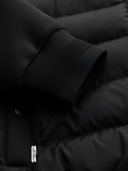 Ombre Clothing Prešívaná bunda bomber s kapucňou a pletenými rukávmi - čierna V1 OM-JALP-0298 Ombre Clothing