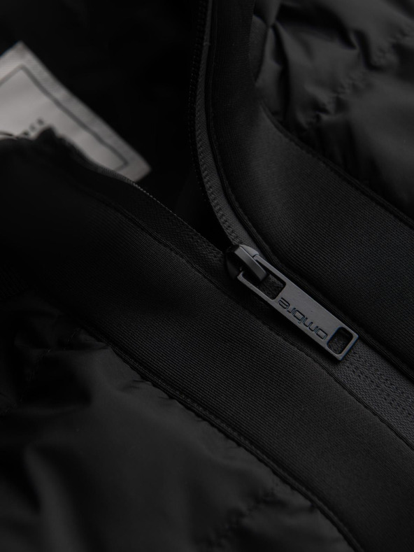 Ombre Clothing Prešívaná bunda bomber s kapucňou a pletenými rukávmi - čierna V1 OM-JALP-0298 Ombre Clothing