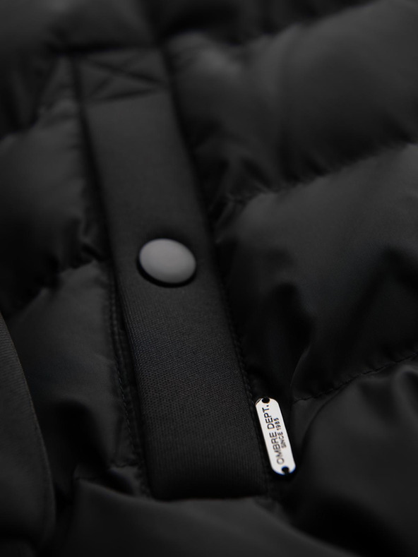 Ombre Clothing Prešívaná bunda bomber s kapucňou a pletenými rukávmi - čierna V1 OM-JALP-0298 Ombre Clothing