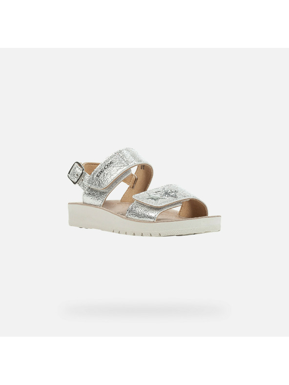 Geox Strieborné dievčenské sandále Geox Sandal Costarei
