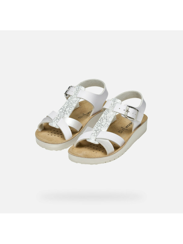 Geox Biele dievčenské sandále Geox Sandal Costarei Gi