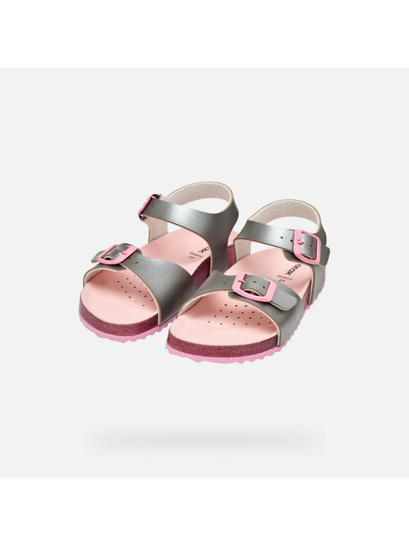 Geox Strieborné dievčenské sandále Geox Adriel Girl