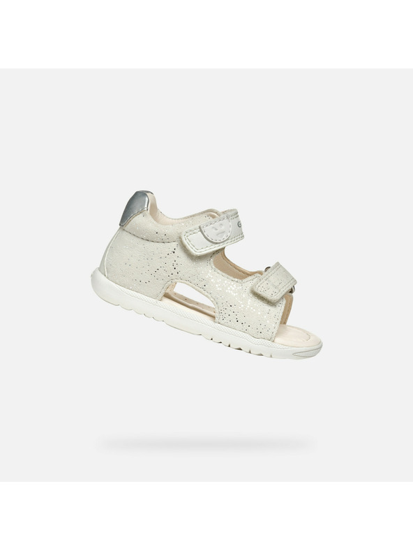 Geox Biele dievčenské sandále na prvé krôčky Geox Sandal Macchia Gir