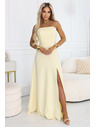 numoco ELARA Korzetové maxi šaty s rozparkom a viazaním na chrbte - masľová žltá