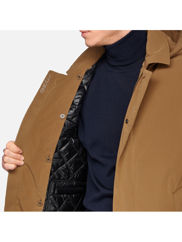 Geox Hnedá pánska bunda Geox Anyweco