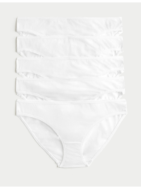 Marks & Spencer Biele bavlnené nohavičky Marks & Spencer s Lycrou®, 5 balení