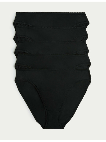 Marks & Spencer Bavlnené nohavičky s vysokým strihom a Lycrou®, 5 ks v balení Marks & Spencer čierne