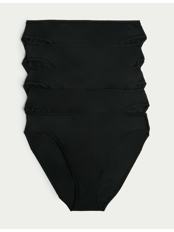 Marks & Spencer Bavlnené nohavičky s vysokým strihom a Lycrou®, 5 ks v balení Marks & Spencer čierne