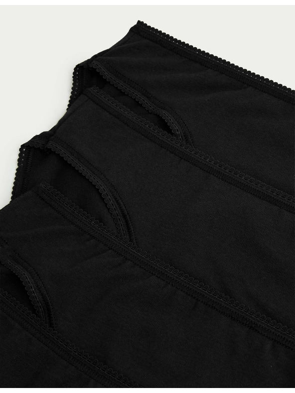 Marks & Spencer Bavlnené nohavičky s vysokým strihom a Lycrou®, 5 ks v balení Marks & Spencer čierne
