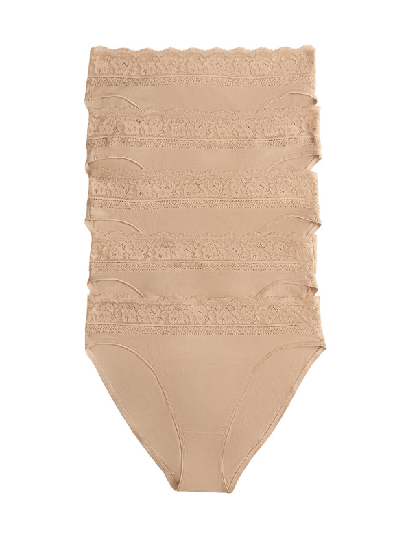 Marks & Spencer Dámska súprava piatich kusov nohavičiek Marks & Spencer v béžovej farbe