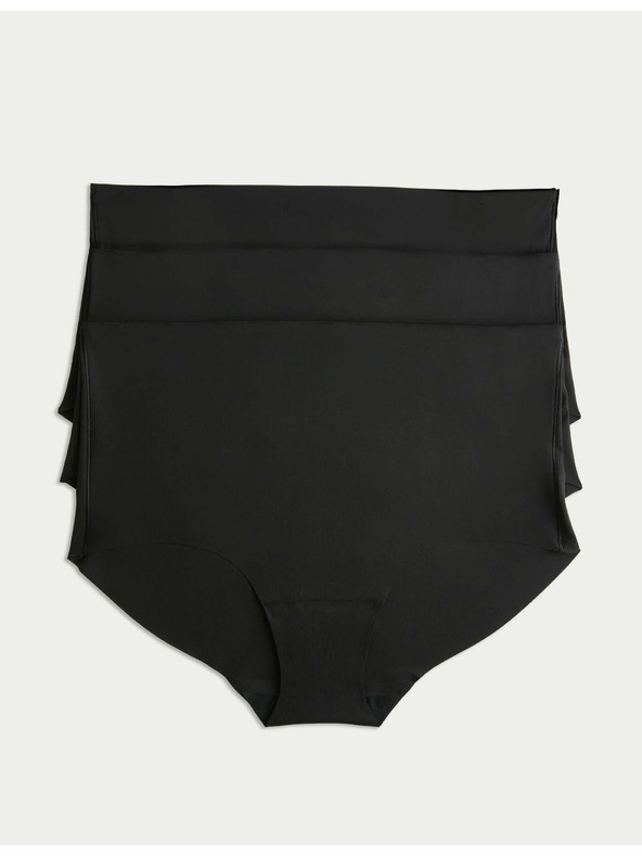 Marks & Spencer Šortkové nohavičky bez viditeľných lemov s vysokým pásom, 3 ks v balení Marks & Spencer čierna