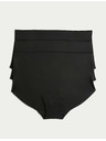 Marks & Spencer Šortkové nohavičky bez viditeľných lemov s vysokým pásom, 3 ks v balení Marks & Spencer čierna