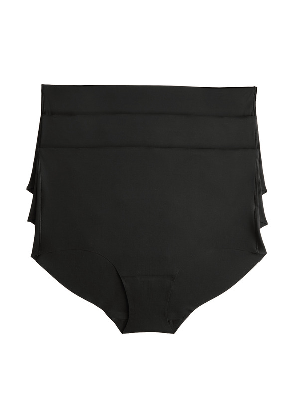 Marks & Spencer Šortkové nohavičky bez viditeľných lemov s vysokým pásom, 3 ks v balení Marks & Spencer čierna