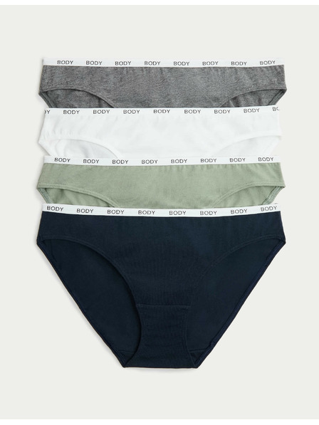 Marks & Spencer Bikiny nohavičky s vysokým podielom bavlny, sada 4 ks Marks & Spencer modrá