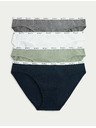Marks & Spencer Bikiny nohavičky s vysokým podielom bavlny, sada 4 ks Marks & Spencer modrá