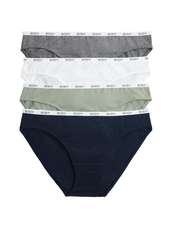 Marks & Spencer Bikiny nohavičky s vysokým podielom bavlny, sada 4 ks Marks & Spencer modrá